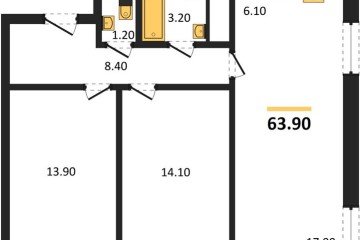 Фото №1: 2-комнатная квартира 63 м², 7/17 эт. - Яблоновский, мкр. ЖК Грин Эппл,