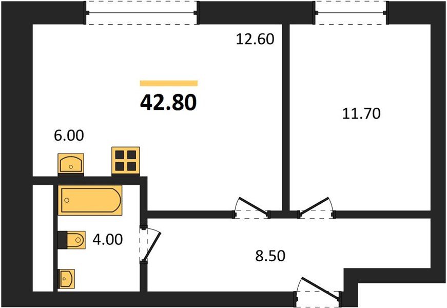 Фото №1: 1-комнатная квартира 42&nbsp;м², 4/17&nbsp;эт. - Яблоновский, мкр. ЖК Грин Эппл