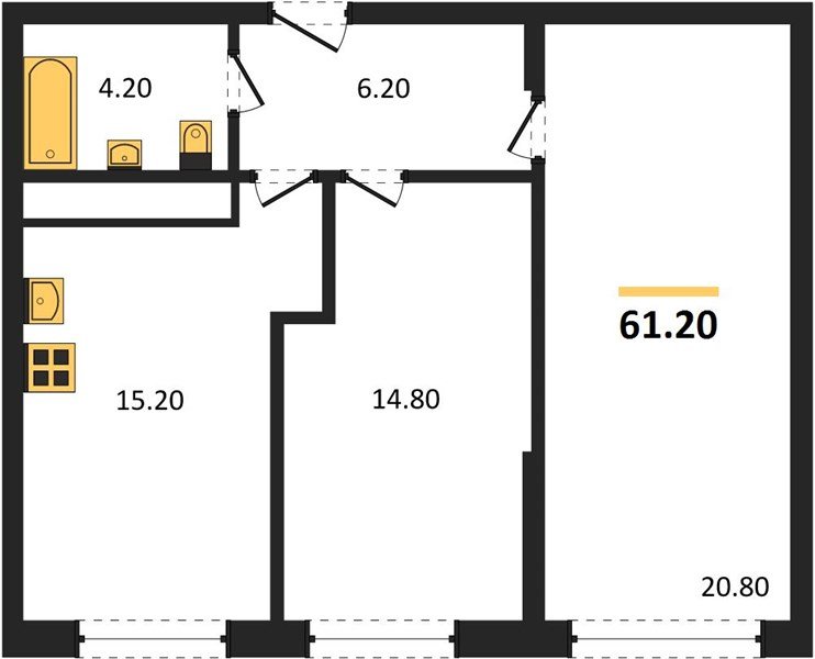 Фото №1: 2-комнатная квартира 61&nbsp;м², 7/17&nbsp;эт. - Яблоновский, мкр. ЖК Грин Эппл