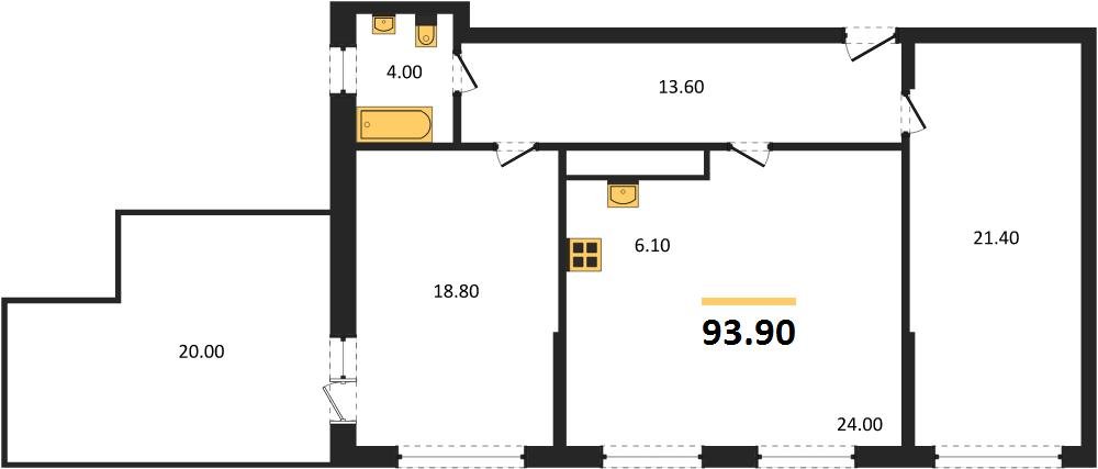 Фото №1: 2-комнатная квартира 93&nbsp;м², 16/17&nbsp;эт. - Яблоновский, мкр. ЖК Грин Эппл