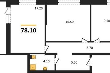Фото №1: 2-комнатная квартира 78 м², 16/17 эт. - Яблоновский, мкр. ЖК Грин Эппл,