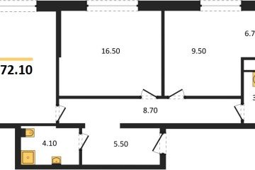 Фото №1: 2-комнатная квартира 72 м², 17/17 эт. - Яблоновский, мкр. ЖК Грин Эппл,