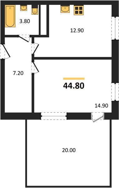 Фото №1: 1-комнатная квартира 44&nbsp;м², 2/17&nbsp;эт. - Яблоновский, мкр. ЖК Грин Эппл