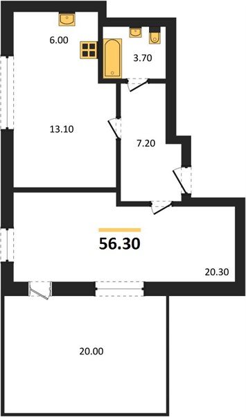 Фото №1: 1-комнатная квартира 56&nbsp;м², 2/17&nbsp;эт. - Яблоновский, мкр. ЖК Грин Эппл