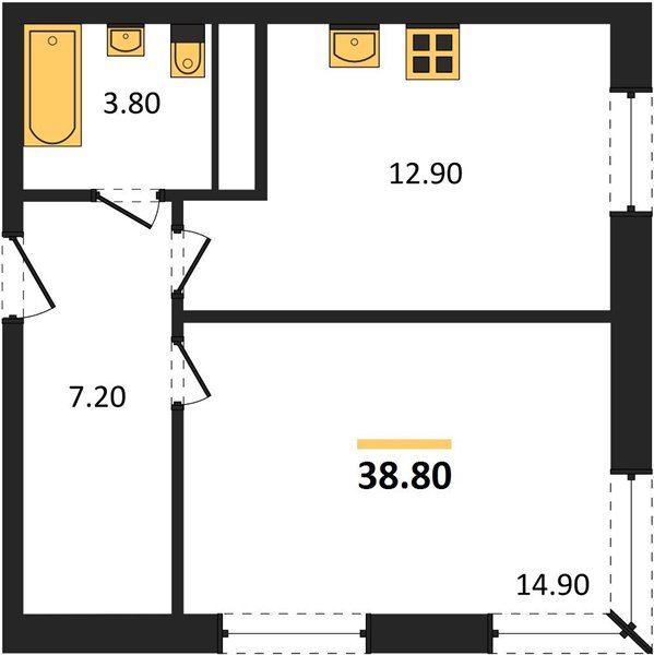 Фото №1: 1-комнатная квартира 38&nbsp;м², 15/17&nbsp;эт. - Яблоновский, мкр. ЖК Грин Эппл