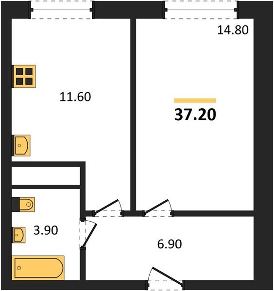 Фото №1: 1-комнатная квартира 37&nbsp;м², 10/17&nbsp;эт. - Яблоновский, мкр. ЖК Грин Эппл