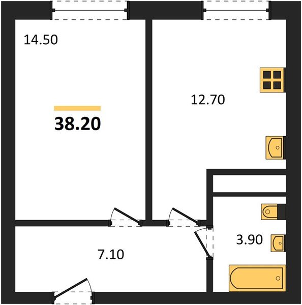 Фото №1: 1-комнатная квартира 38&nbsp;м², 2/17&nbsp;эт. - Яблоновский, мкр. ЖК Грин Эппл