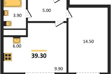 Фото №1: 1-комнатная квартира 39 м², 2/17 эт. - Яблоновский, мкр. ЖК Грин Эппл,