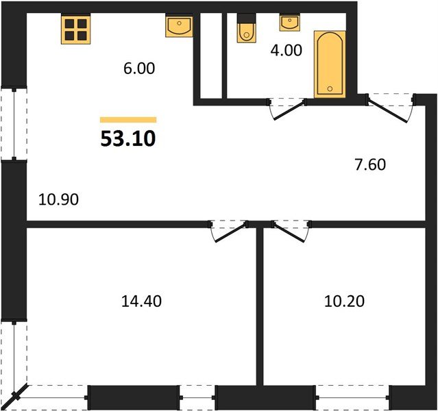 Фото №1: 2-комнатная квартира 53&nbsp;м², 10/17&nbsp;эт. - Яблоновский, мкр. ЖК Грин Эппл