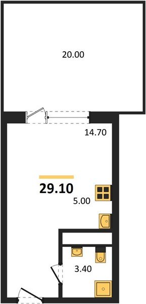 Фото №1: Студия 29&nbsp;м², 2/17&nbsp;эт. - Яблоновский, мкр. ЖК Грин Эппл