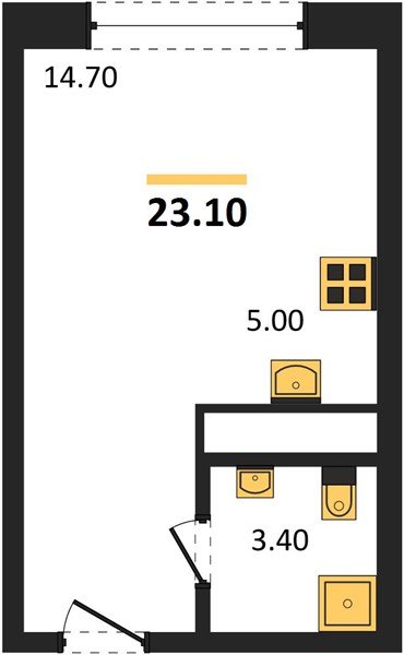 Фото №1: Студия 23&nbsp;м², 11/17&nbsp;эт. - Яблоновский, мкр. ЖК Грин Эппл