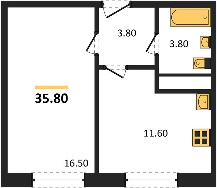 Фото №1: 1-комнатная квартира 35&nbsp;м², 2/17&nbsp;эт. - Яблоновский, мкр. ЖК Грин Эппл