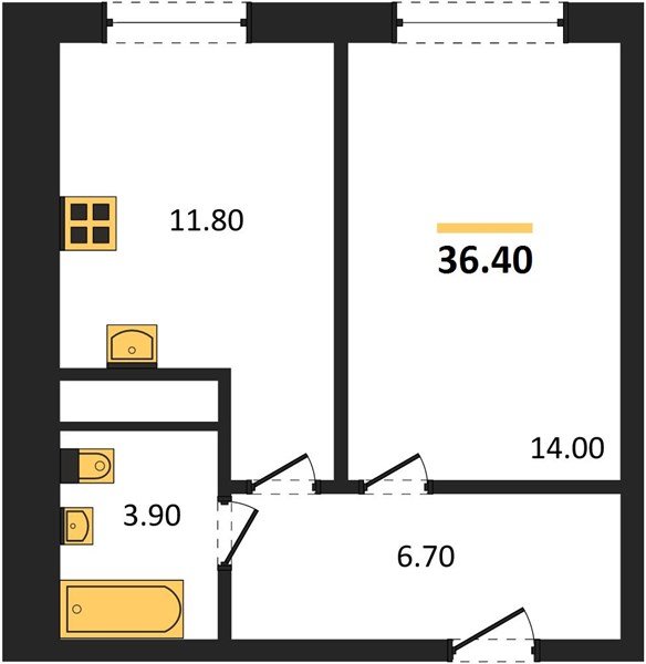 Фото №1: 1-комнатная квартира 36&nbsp;м², 2/17&nbsp;эт. - Яблоновский, мкр. ЖК Грин Эппл