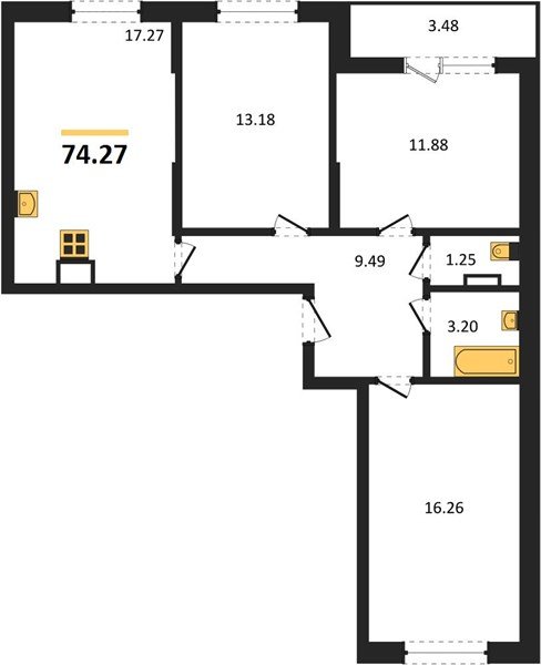Фото №1: 3-комнатная квартира 74&nbsp;м², 11/19&nbsp;эт. - Краснодар, Карасунский внутригородской округ, мкр. ЖК Смородина