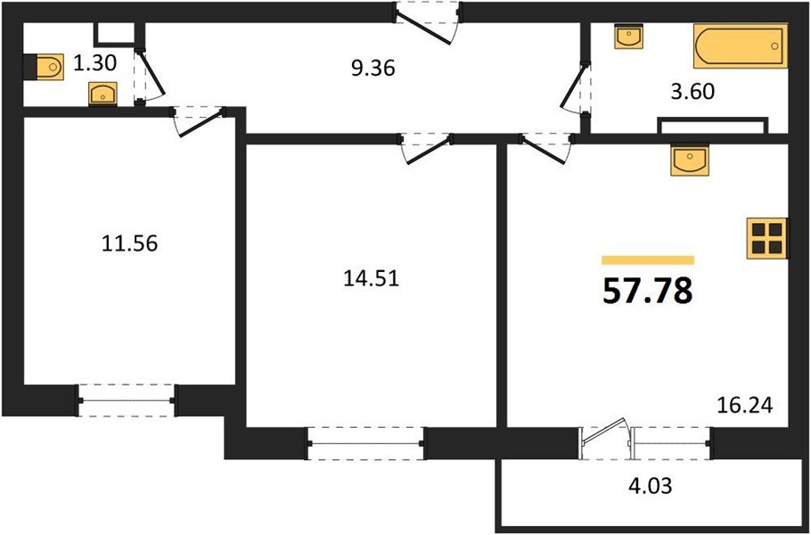 Фото №1: 2-комнатная квартира 57&nbsp;м², 8/12&nbsp;эт. - Краснодар, Карасунский внутригородской округ, мкр. ЖК Смородина
