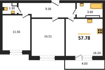 Фото №1: 2-комнатная квартира 57 м², 9/12 эт. - Краснодар, мкр. ЖК Смородина,