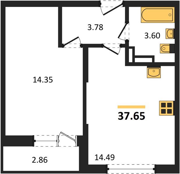 Фото №1: 1-комнатная квартира 37&nbsp;м², 2/12&nbsp;эт. - Краснодар, Карасунский внутригородской округ, мкр. ЖК Смородина