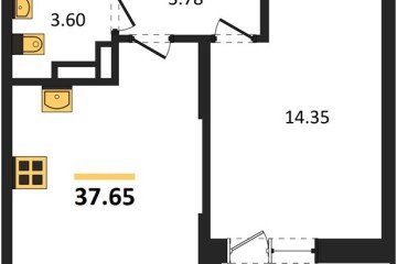 Фото №1: 1-комнатная квартира 37 м², 6/12 эт. - Краснодар, мкр. ЖК Смородина,