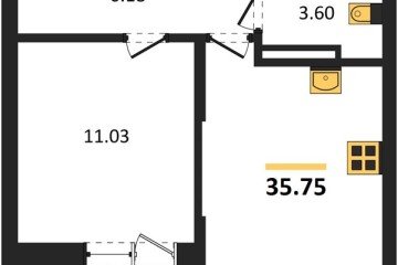Фото №1: 1-комнатная квартира 35 м², 12/12 эт. - Краснодар, мкр. ЖК Смородина,