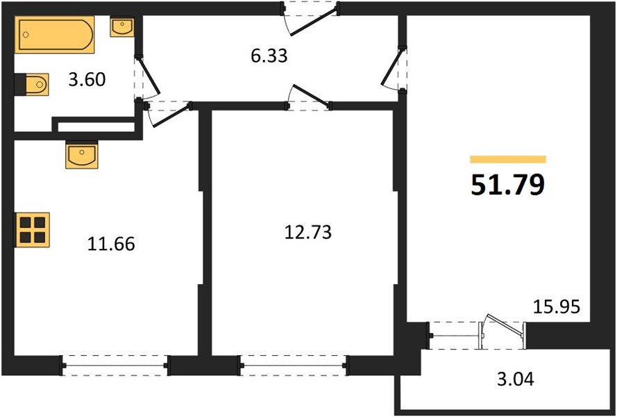 Фото №1: 2-комнатная квартира 51&nbsp;м², 6/12&nbsp;эт. - Краснодар, Карасунский внутригородской округ, мкр. ЖК Смородина