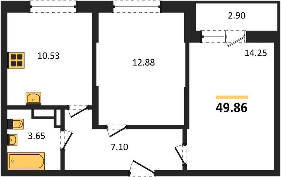 Фото №1: 2-комнатная квартира 49&nbsp;м², 12/12&nbsp;эт. - Краснодар, Карасунский внутригородской округ, мкр. ЖК Смородина