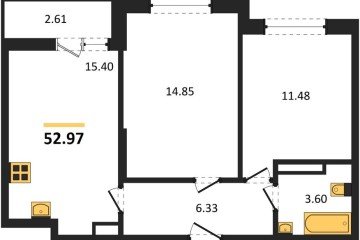 Фото №1: 2-комнатная квартира 52 м², 1/12 эт. - Краснодар, мкр. ЖК Смородина,