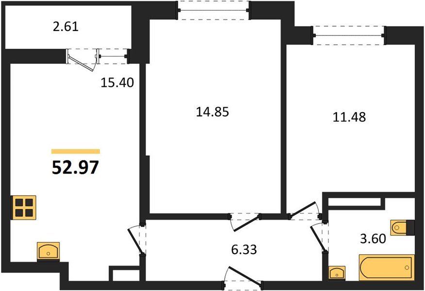 Фото №1: 2-комнатная квартира 52&nbsp;м², 12/12&nbsp;эт. - Краснодар, Карасунский внутригородской округ, мкр. ЖК Смородина