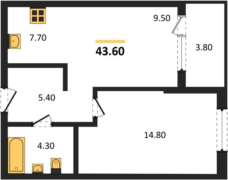 Фото №1: 1-комнатная квартира 45&nbsp;м², 2/18&nbsp;эт. - Краснодар, мкр. Карасунский внутригородской округ, ул. Виктора Казанцева