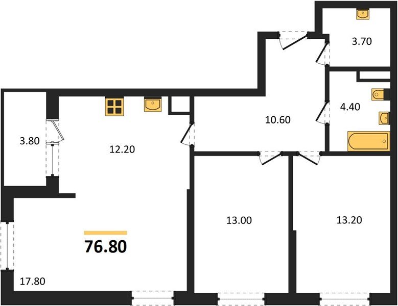 Фото №1: 2-комнатная квартира 78&nbsp;м², 8/18&nbsp;эт. - Краснодар, мкр. Карасунский внутригородской округ, ул. Виктора Казанцева