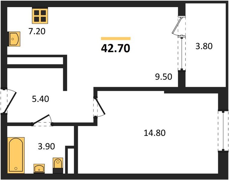 Фото №1: 1-комнатная квартира 44&nbsp;м², 3/18&nbsp;эт. - Краснодар, мкр. Карасунский внутригородской округ, ул. Виктора Казанцева