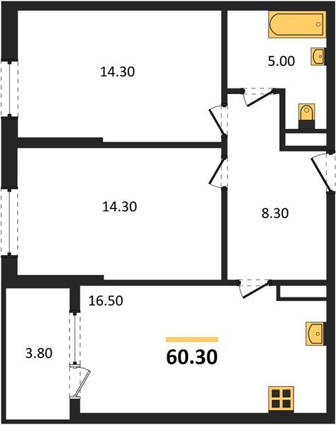 Фото №1: 2-комнатная квартира 62&nbsp;м², 3/18&nbsp;эт. - Краснодар, Карасунский внутригородской округ, мкр. ЖК Первое Место
