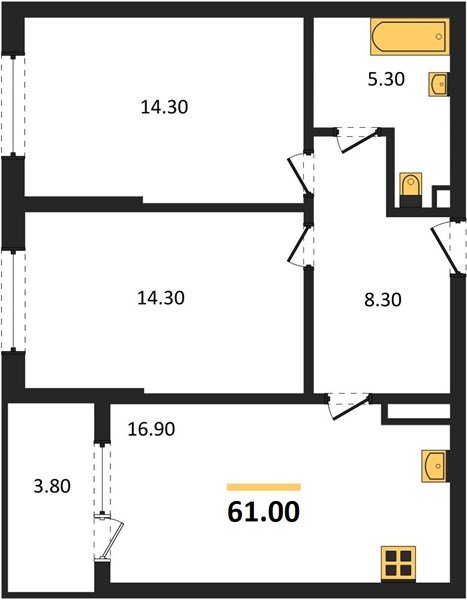 Фото №1: 2-комнатная квартира 62&nbsp;м², 2/18&nbsp;эт. - Краснодар, Карасунский внутригородской округ, мкр. ЖК Первое Место
