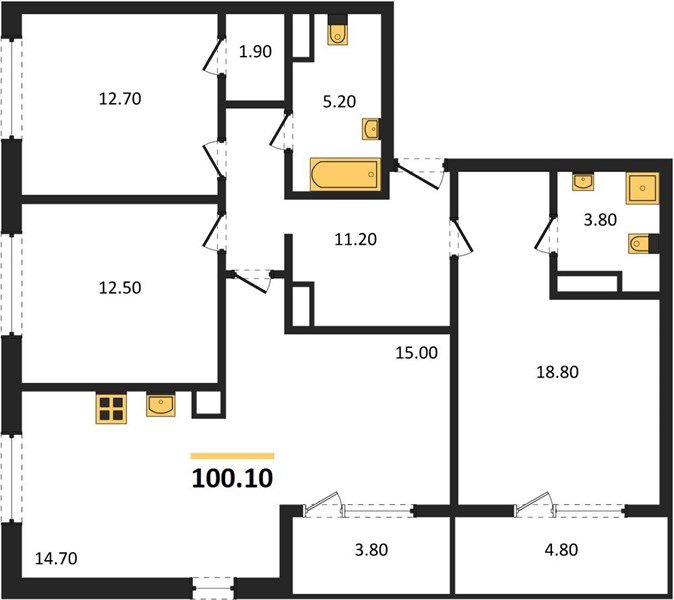 Фото №1: 3-комнатная квартира 104&nbsp;м², 9/18&nbsp;эт. - Краснодар, Карасунский внутригородской округ, мкр. ЖК Первое Место