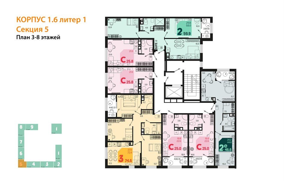 Фото №8: Студия 25&nbsp;м², 3/18&nbsp;эт. - Краснодар, Карасунский внутригородской округ, мкр. ЖК Первое Место