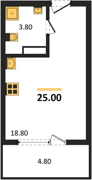 Фото №1: Студия 27&nbsp;м², 5/18&nbsp;эт. - Краснодар, Карасунский внутригородской округ, мкр. ЖК Первое Место