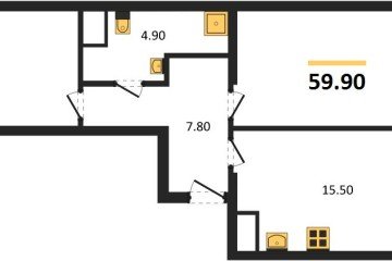 Фото №1: 2-комнатная квартира 61 м², 6/18 эт. - Краснодар, мкр. ЖК Первое Место,