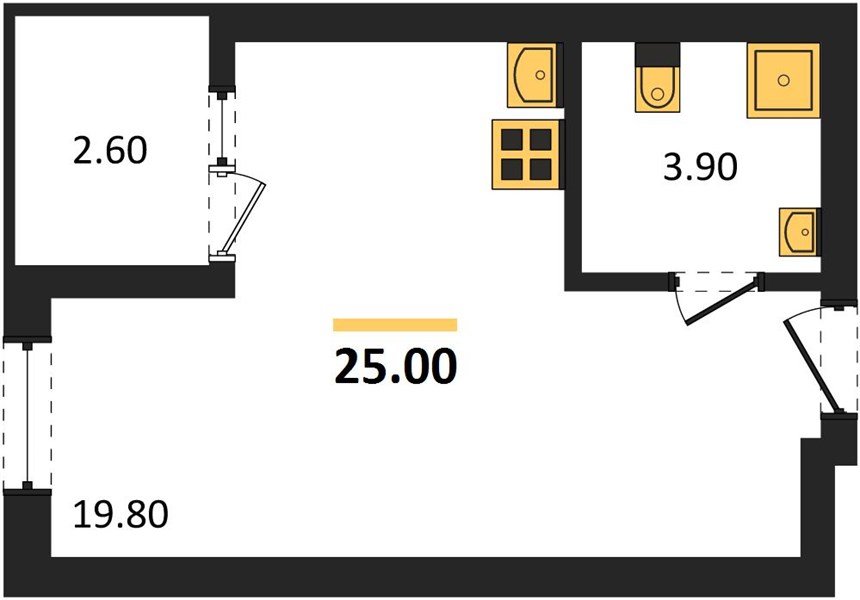 Фото №1: Студия 26&nbsp;м², 2/18&nbsp;эт. - Краснодар, Карасунский внутригородской округ, мкр. ЖК Первое Место