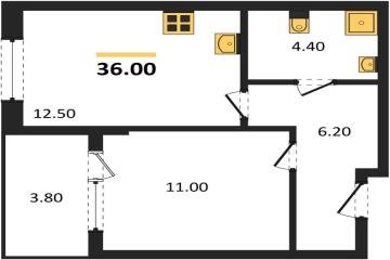 Фото №1: 1-комнатная квартира 37 м², 2/18 эт. - Краснодар, мкр. ЖК Первое Место,