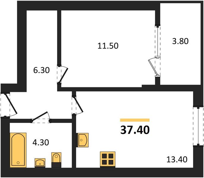 Фото №1: 1-комнатная квартира 39&nbsp;м², 2/18&nbsp;эт. - Краснодар, Карасунский внутригородской округ, мкр. ЖК Первое Место