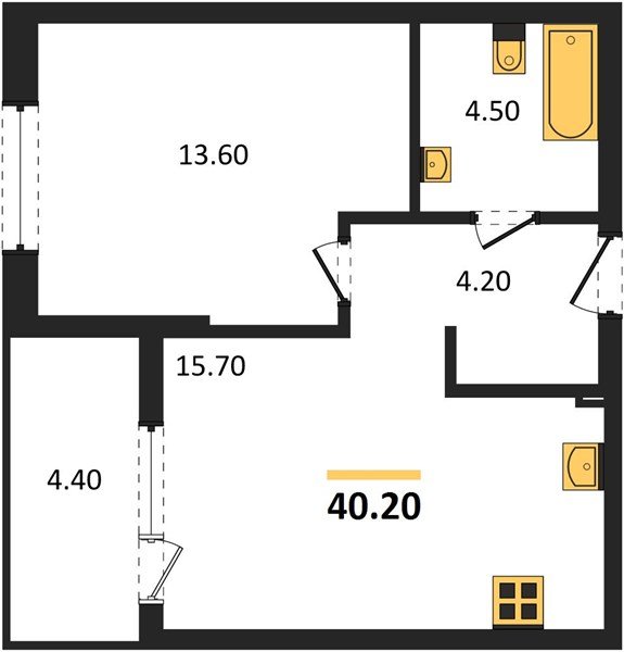 Фото №1: 1-комнатная квартира 42&nbsp;м², 2/18&nbsp;эт. - Краснодар, Карасунский внутригородской округ, мкр. ЖК Первое Место