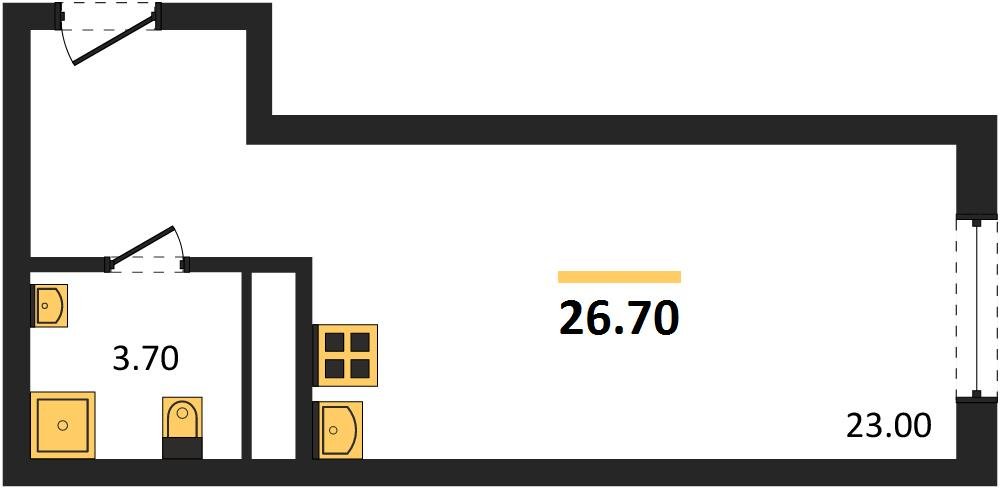 Фото №1: Студия 26&nbsp;м², 12/18&nbsp;эт. - Краснодар, Карасунский внутригородской округ, мкр. ЖК Первое Место