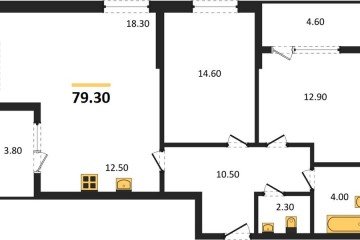 Фото №1: 2-комнатная квартира 83 м², 2/18 эт. - Краснодар, мкр. ЖК Первое Место,