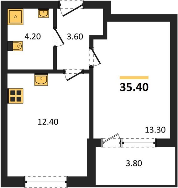 Фото №1: 1-комнатная квартира 37&nbsp;м², 2/18&nbsp;эт. - Краснодар, Карасунский внутригородской округ, мкр. ЖК Первое Место
