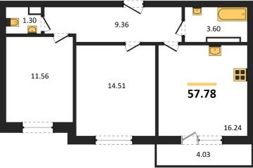 Фото №1: 2-комнатная квартира 57 м², 11/12 эт. - Краснодар, мкр. ЖК Смородина,