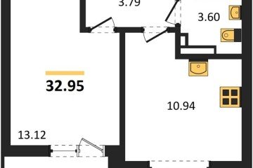 Фото №1: 1-комнатная квартира 32 м², 16/16 эт. - Краснодар, мкр. ЖК Смородина,