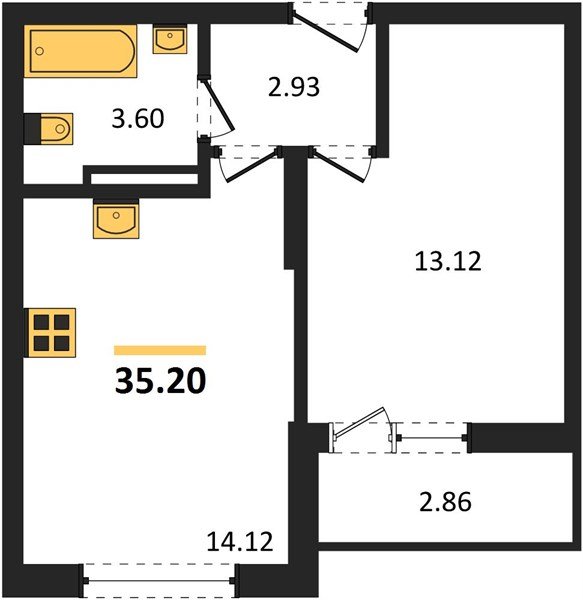 Фото №1: 1-комнатная квартира 35&nbsp;м², 11/16&nbsp;эт. - Краснодар, Карасунский внутригородской округ, мкр. ЖК Смородина