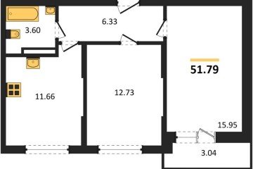 Фото №1: 2-комнатная квартира 51 м², 12/16 эт. - Краснодар, мкр. ЖК Смородина,