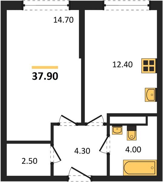 Фото №1: 1-комнатная квартира 37&nbsp;м², 11/16&nbsp;эт. - Краснодар, Прикубанский внутригородской округ, мкр. Догма Парк