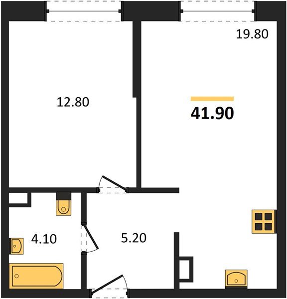 Фото №1: 1-комнатная квартира 41&nbsp;м², 3/16&nbsp;эт. - Краснодар, Прикубанский внутригородской округ, мкр. Догма Парк