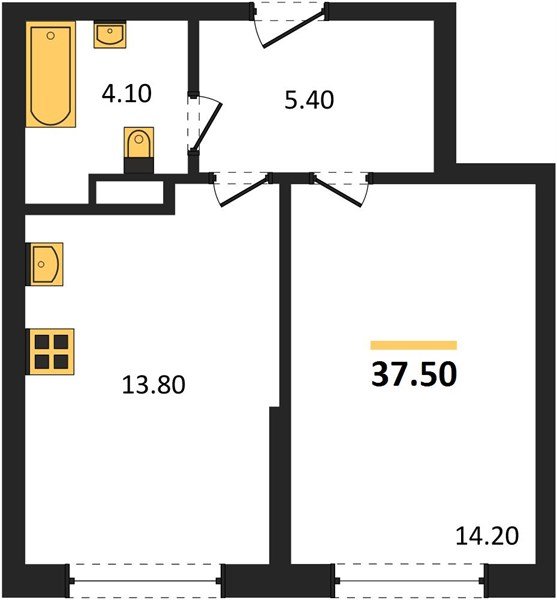 Фото №1: 1-комнатная квартира 37&nbsp;м², 6/16&nbsp;эт. - Краснодар, Прикубанский внутригородской округ, мкр. Догма Парк